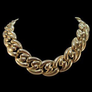 Vintage Gold Tone Abstract Link Choker Necklace